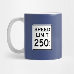 SPEED LIMIT 250 KTS - Aviation Road Sign Mug